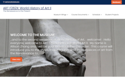 Screenshot of the museum in the online ART F262X class.