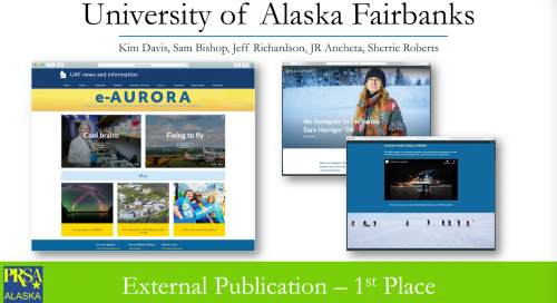 Screen shot of Aurora magazine submission with external publication 1st place banner