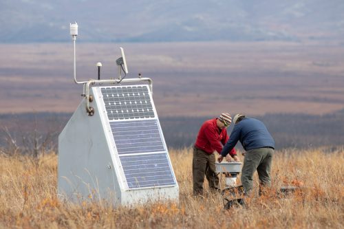 Photo by Charles Mason. This multi-instrument USArray station north of Fairbanks includes weather sensors on top.