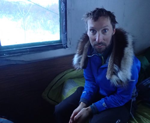  Photo by Ned Rozell. Fairbanks meteorologist and fan-of-the-cold Ed Plumb takes a break during a 2015 ski trip from Shishmaref to Nome.