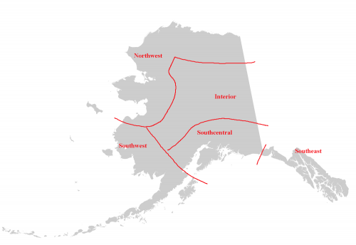 This map divides Alaska into regions for the purpose of the regional drought discussions.