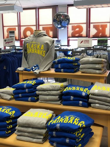 The UAF Bookstore carries a variety of spirit wear, study supplies, and items like personal care and snacks. UAF photo by JR Ancheta.