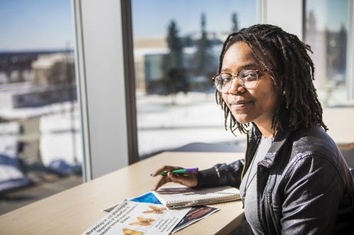 Chelsea Brown, shown here in April 2018, is president of the Black Student Union. UAF photo by JR Ancheta.