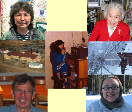 collage of people and two outdoor locations showing rural or Alaska Native people and places