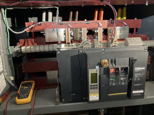 Replacing major electrical components that are nearly 40 years old takes a lot of time and precise engineering. The team had its first activity in August 2019 to create an as-built drawing of the old gear and work through the engineering and manufacturing of the new large breakers. A typical residential electrical breaker is rated for 100-amps but the ones serving the data center are rated at 2,000 amps. Photo courtesy of the UAF Division and Design and Construction.