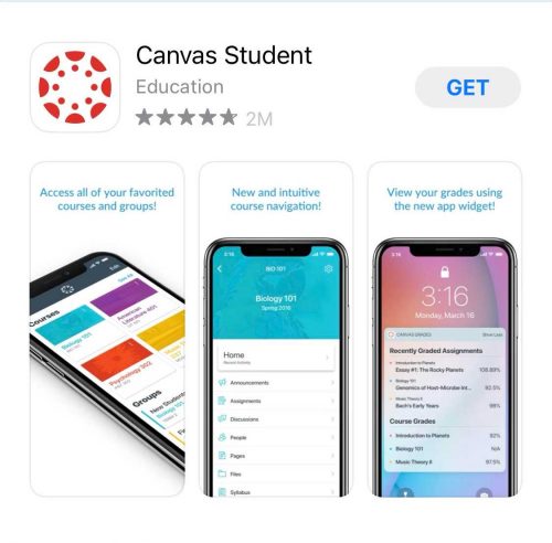 Screenshot of Canvas Student app in app store.