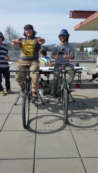 Power to the pedals at a UAF Earth Day event. Photo courtesy of the Office of Sustainability.