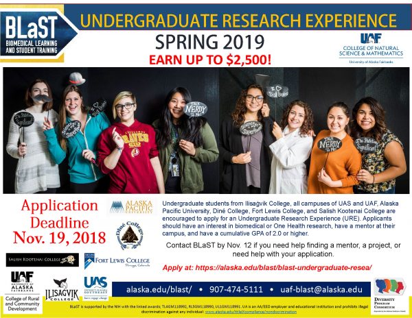 Spring 2019 blast undergraduate research experience flyer