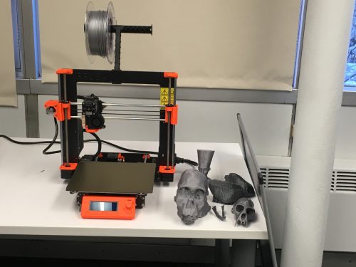 Jamie Clark, associate professor of anthropology, purchased a 3D printer for teaching and research in the Anthropology Department.  Photo courtesy of URSA.