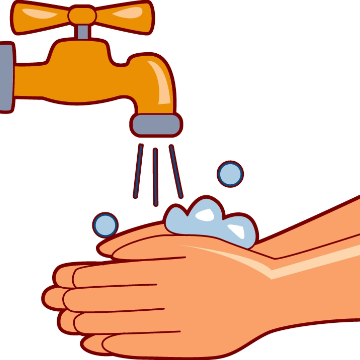 Graphic image of washing hands under a faucet