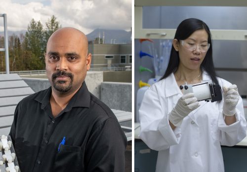 Raghu Srinivasan and Lei Zhang received a NASA EPSCoR Research award to explore the corrosion impacts of cold climates. Photos courtesy of the Alaska NASA EPSCoR Program.