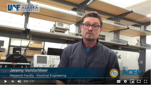Image courtesy of ACEP. In this screen shot from an Alaska Center for Energy and Power video, researcher Jeremy VanderMeer explains how the center's open-source software is helping Alaska communities.