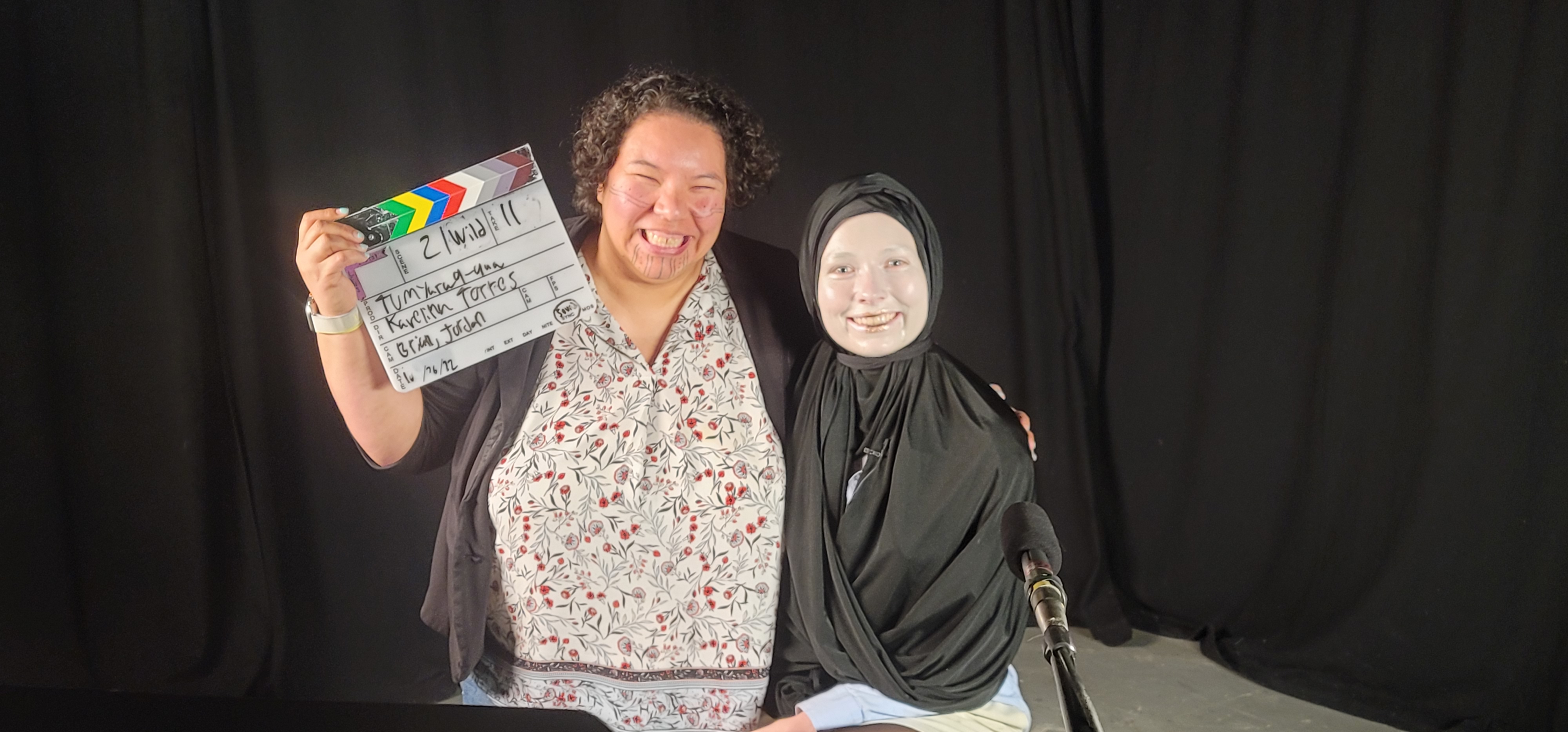 Behind the scene photos on set during the filming of the TV pilot Tumyaraq-qaa. Photo courtesy of Theatre UAF.