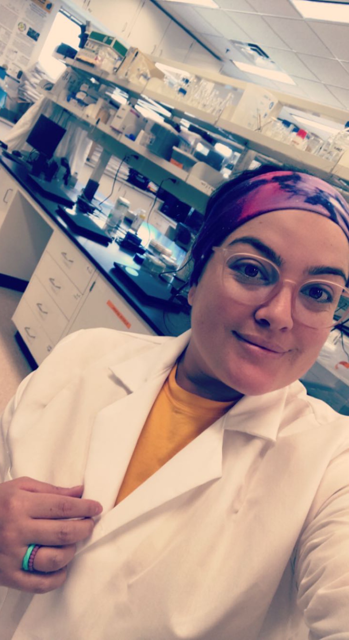Selfie of Cristina Ornelas in a UAF lab. 