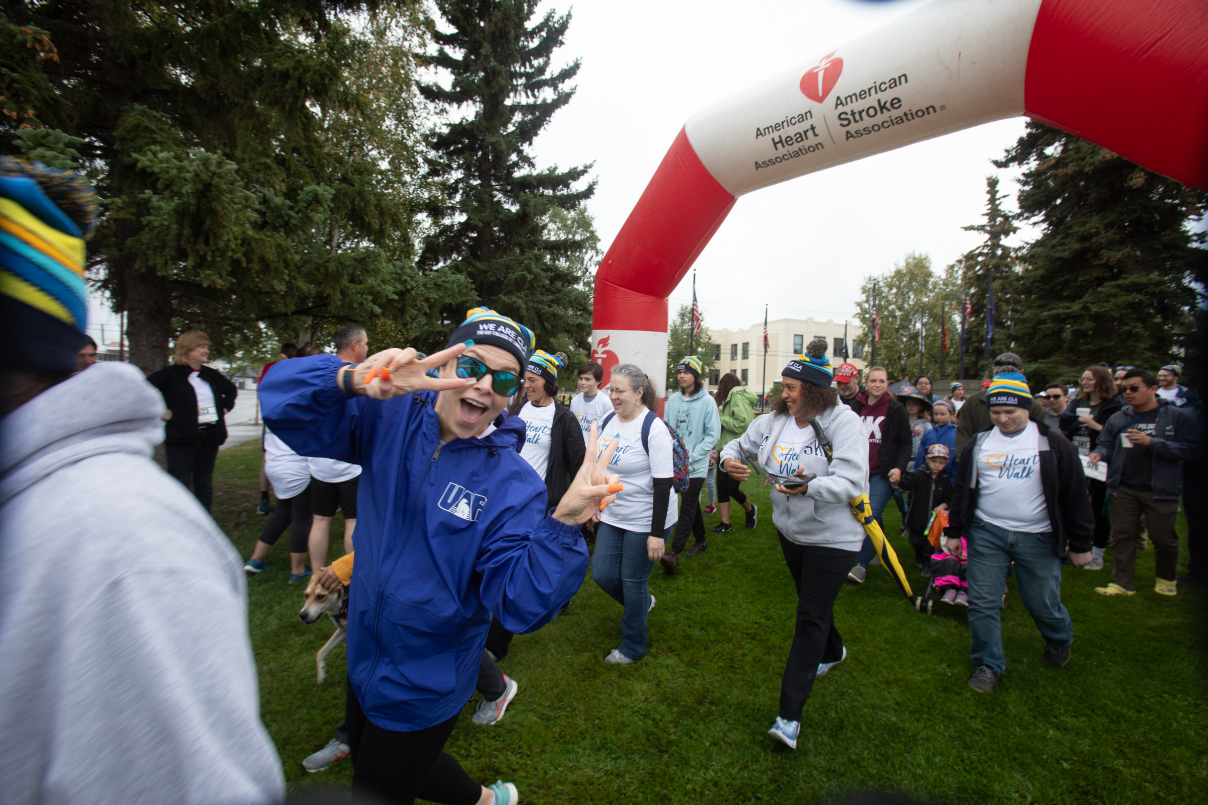 UAF teams join in for a good cause by participating in the annual American Heart Association Heart Walk through downtown Fairbanks, Aug. 27, 2022.