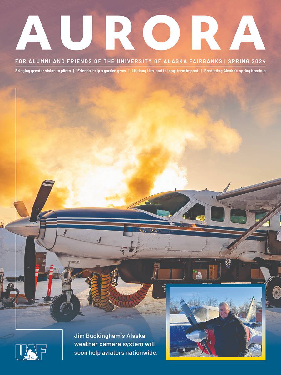 A magazine cover with a photo of a backlit airplane and "Aurora" across the top