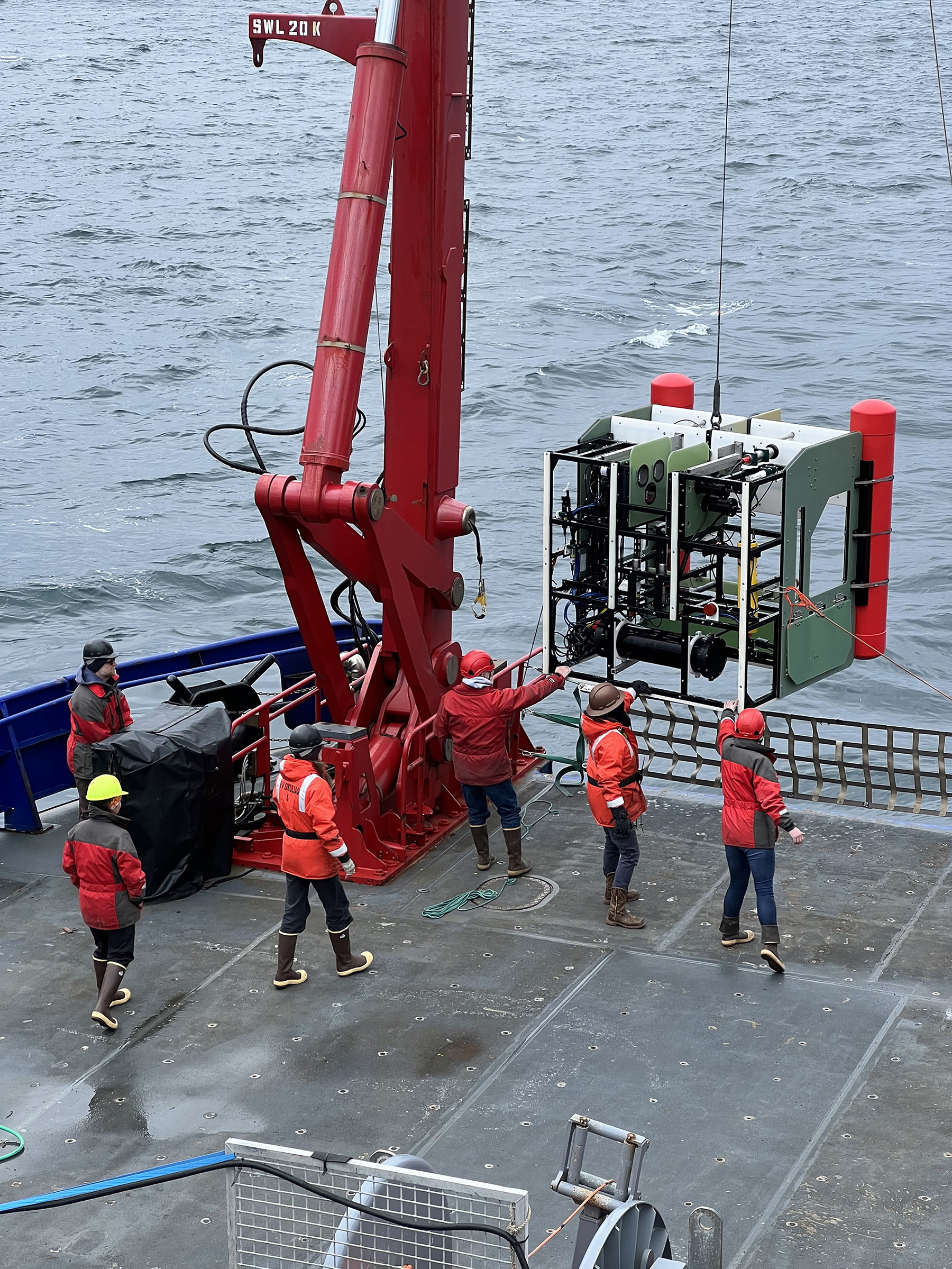  Deep Plankton Imager is deployed off the deck of the research vessel Sikuliaq in the Gulf of Alaska earlier this year. 