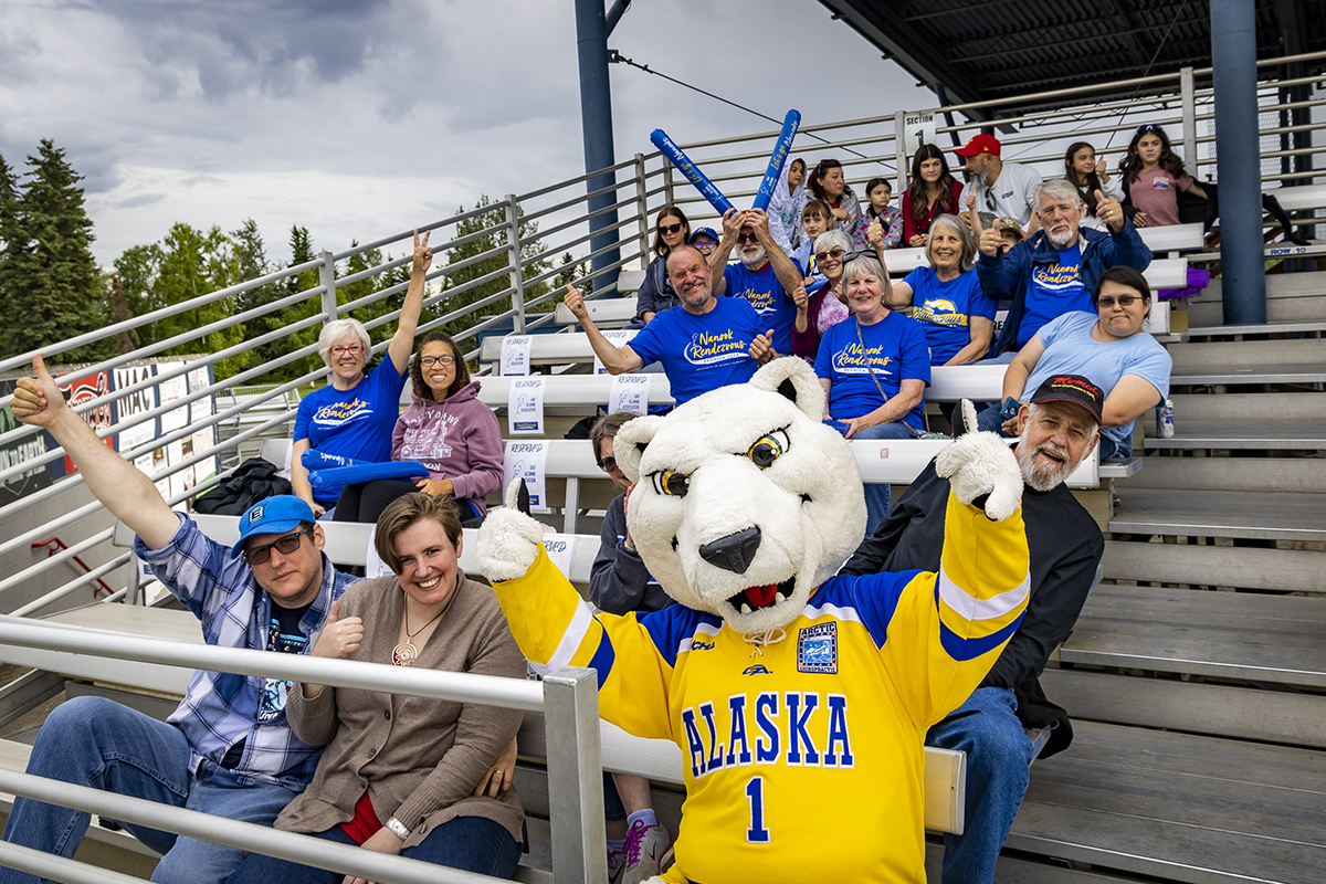 UAF Alumni at Alumni Night at Alaska Goldpanners baseball 2023.