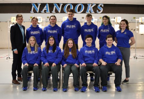 Coach Will Anti and members of the 2020-2021 Alaska Nanooks rifle team.