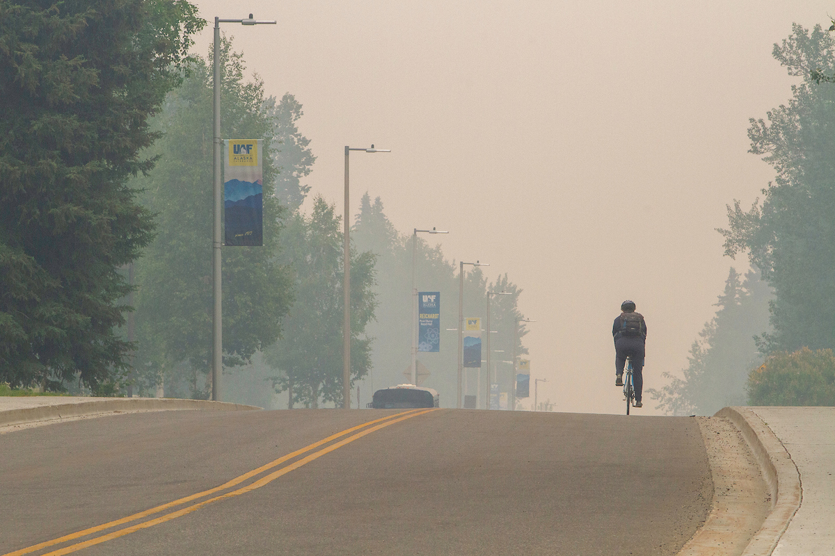 Wildfire smoke on UAF campus