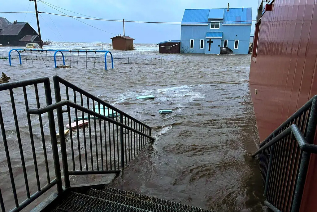 flood waters near a building