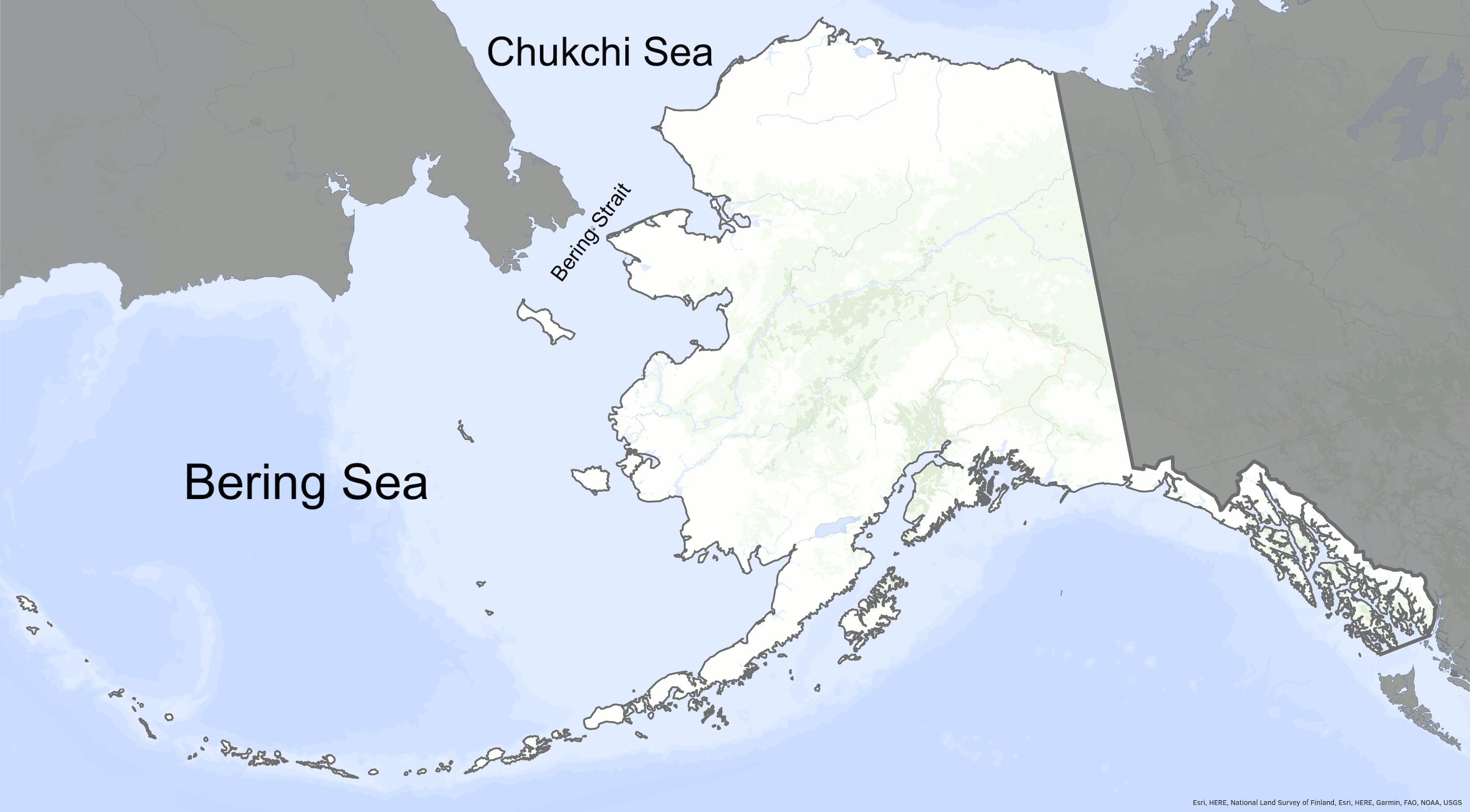 A map of Alaska shows the adjacent Bering and Chukchi seas.