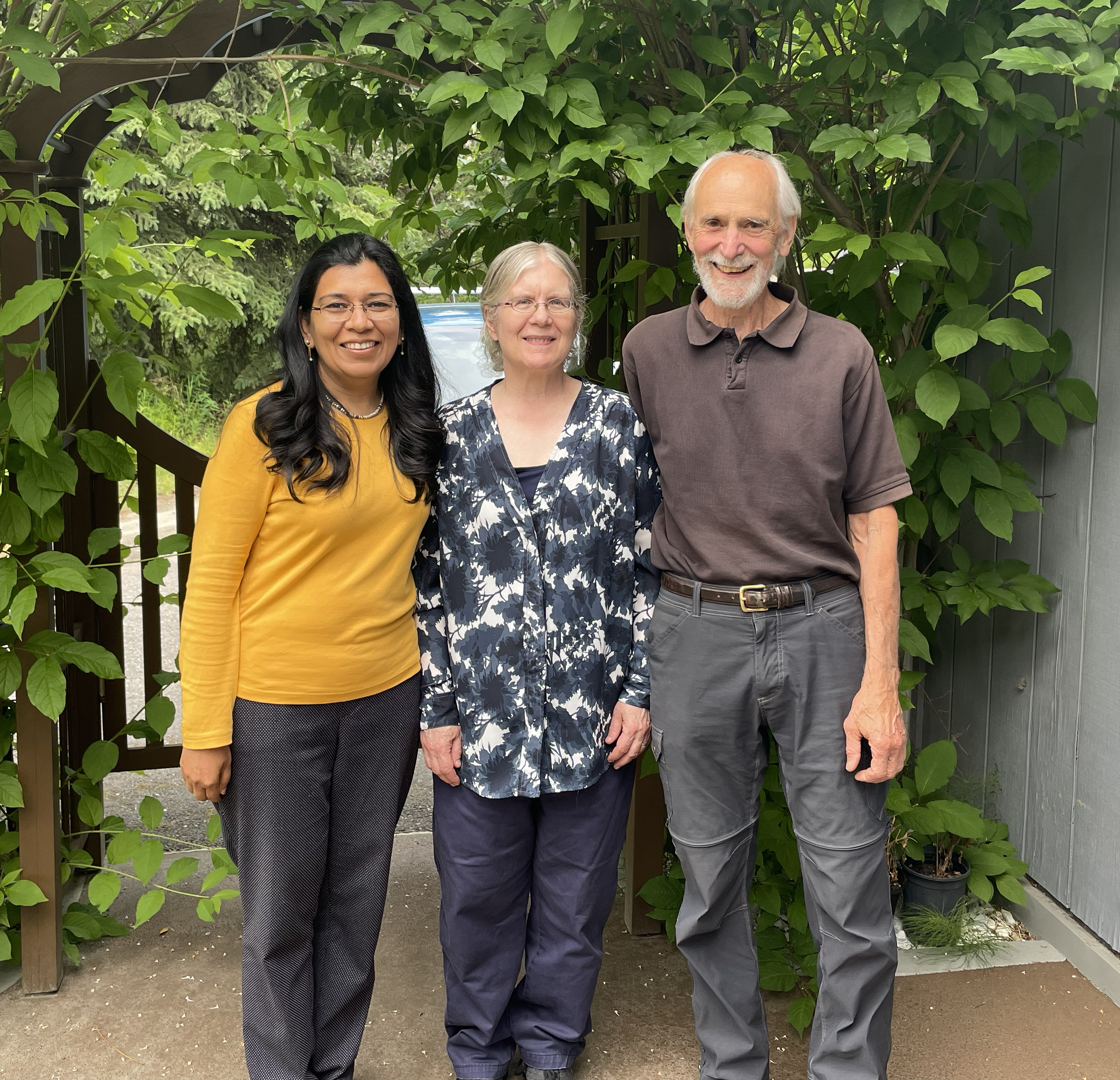 Photo of UAF Provost and Executive Vice Chancellor Anupma Prakash with former Provost Emeriti Paul Reichardt and Susan Henrichs.