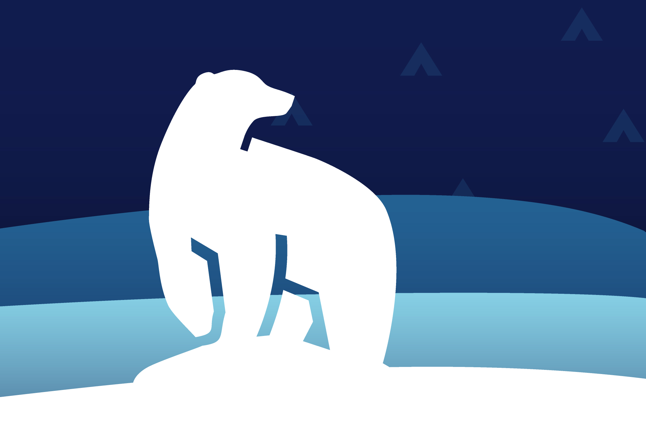 UAF white bear logo on a snowy hill and blue background