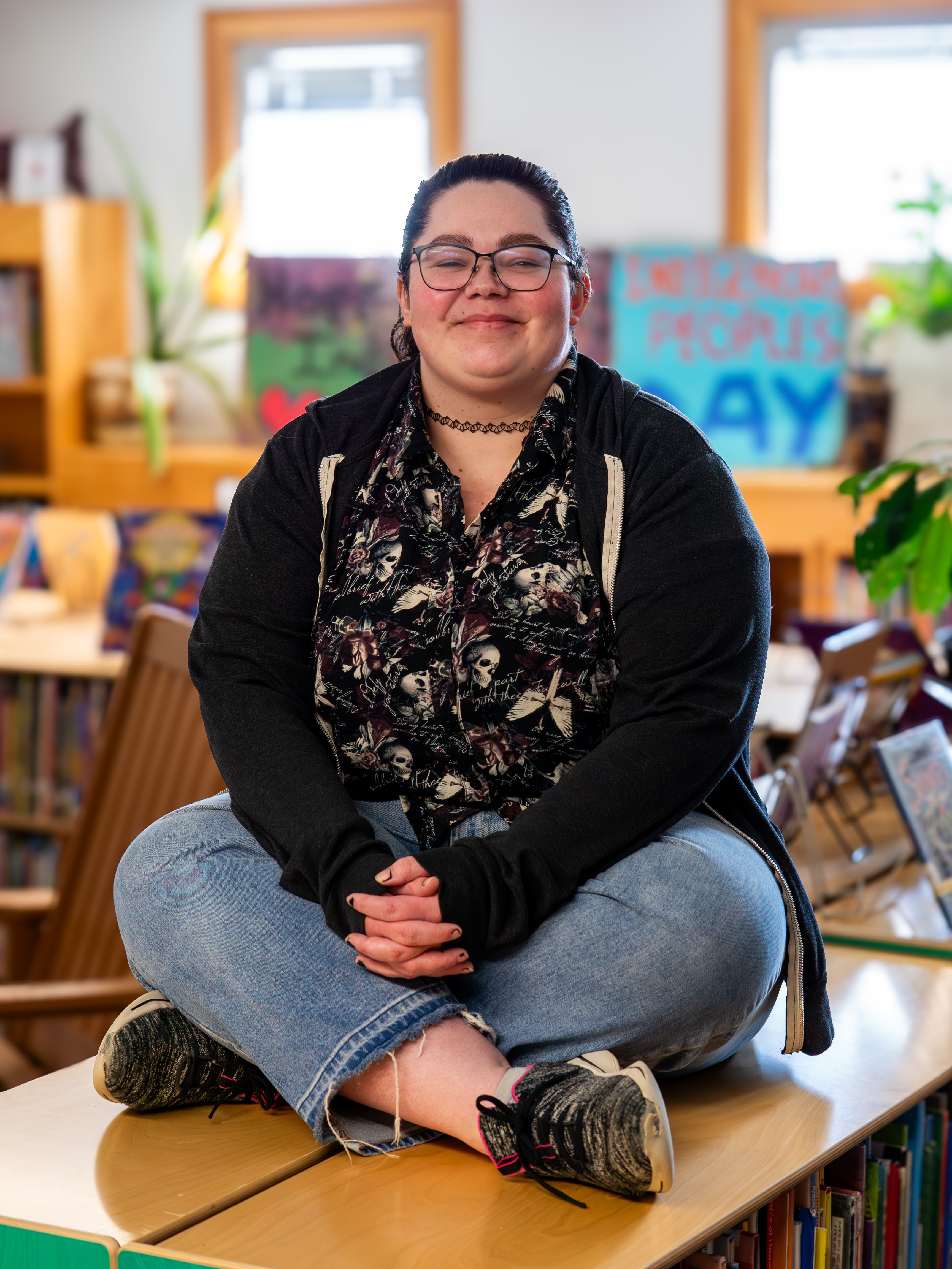 Mikayla Miller, the library youth services coordinator at the Kuskokwim Campus, is the rural staff spotlight for October 2024.