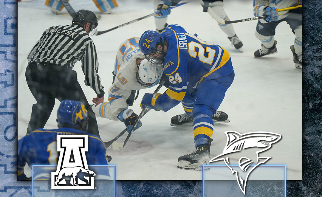 A graphic from UAF Athletics developed from a photo from game three of the Nanooks' series sweep of the LIU Sharks on Jan. 27, 2024.