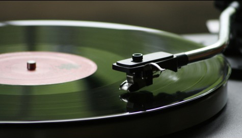 Photo of an LP on a record player