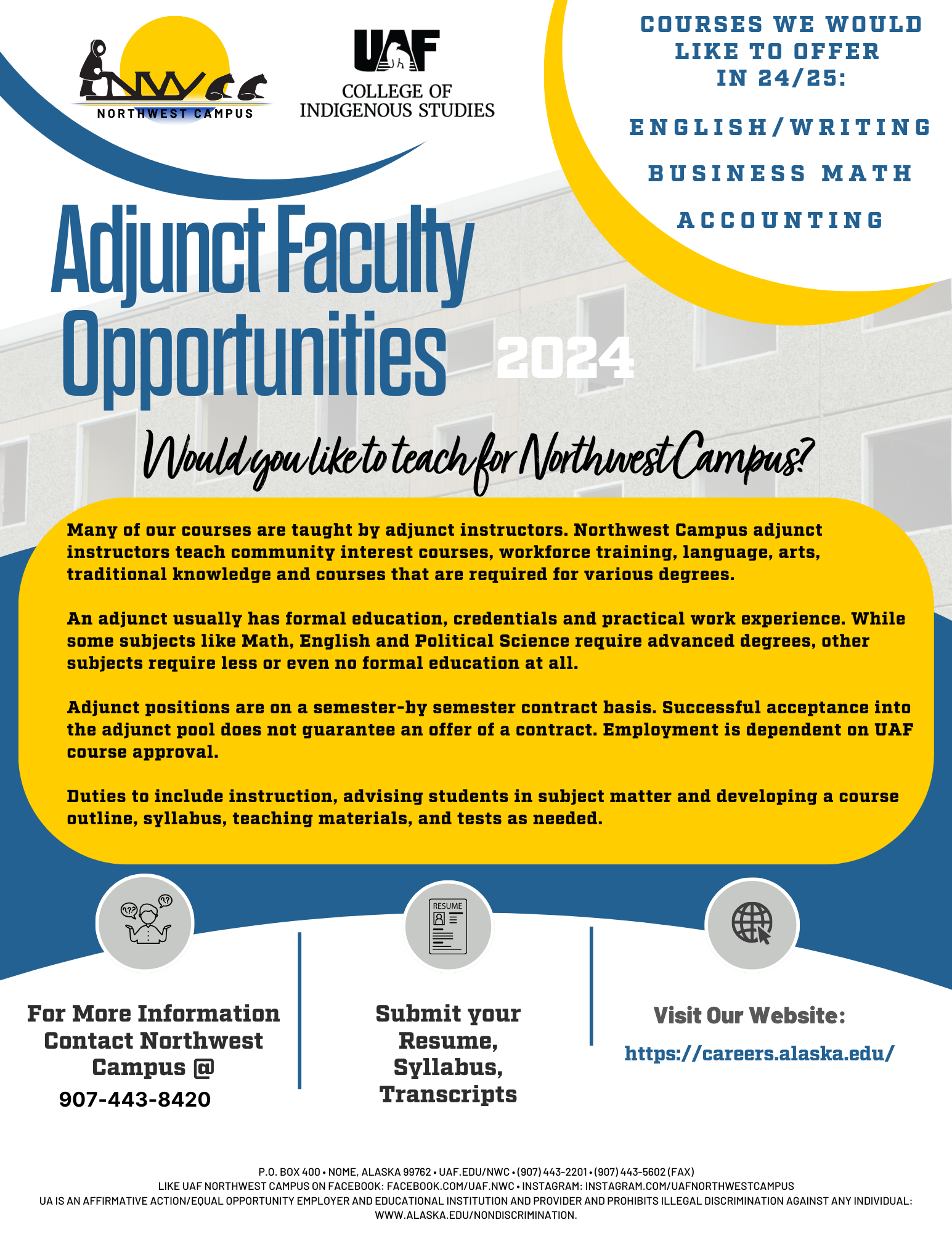 Adjunct Faculty Opportunities Flyer