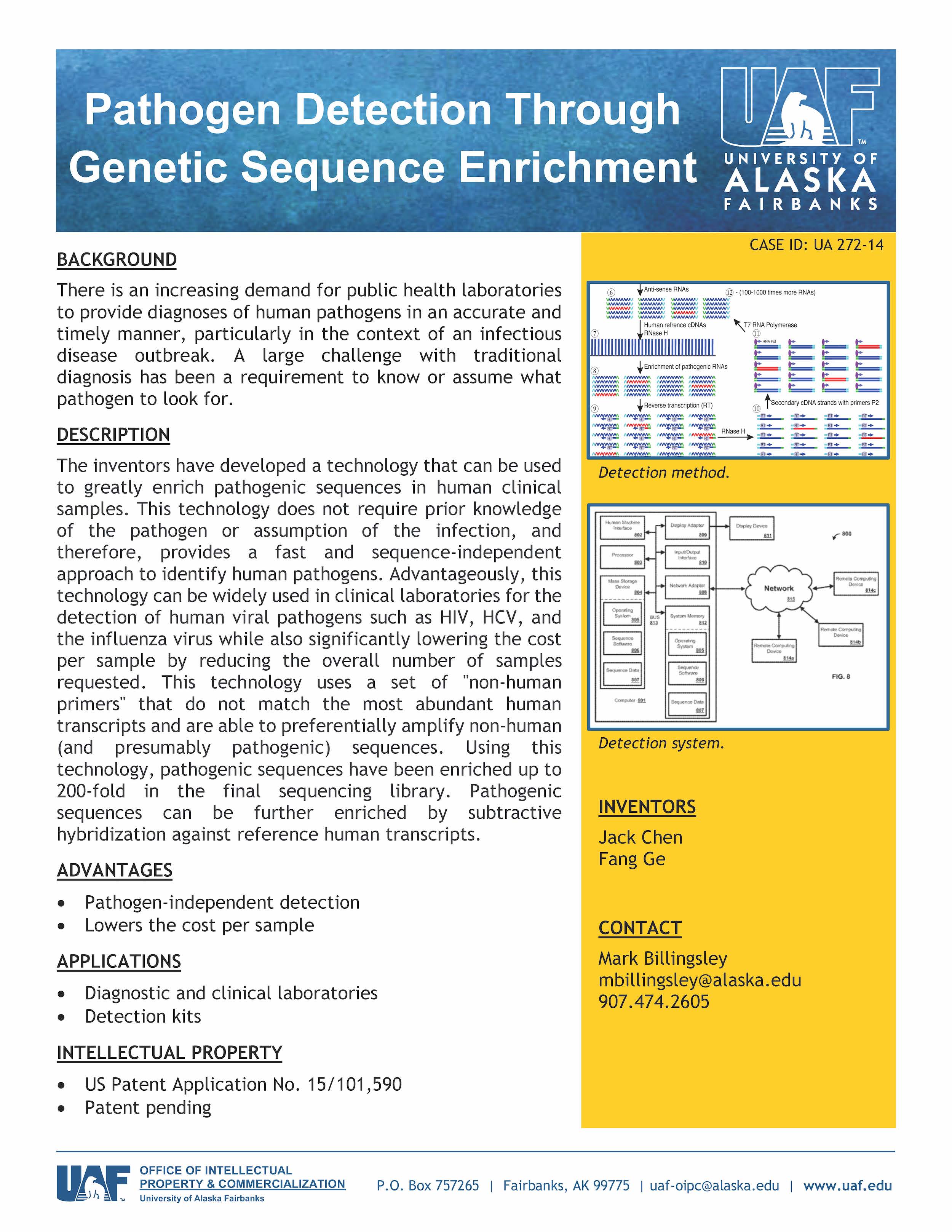 UAF Technology - Pathogen Detection Through Genetic Sequence Enrichment
