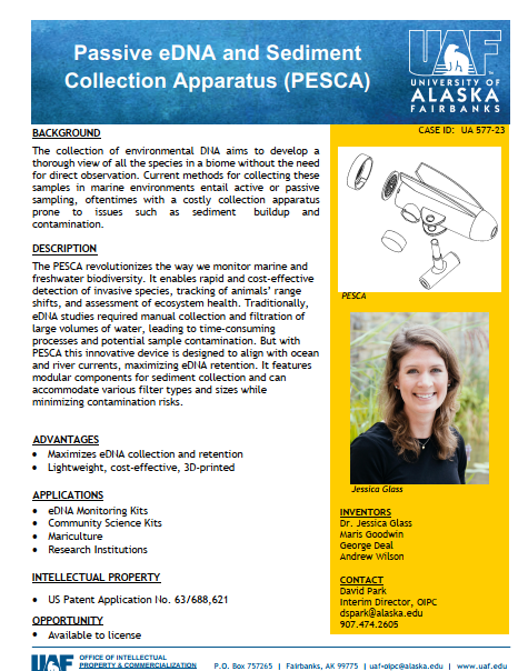 UAF Technology - Passive eDNA Sediment Collection Apparatus