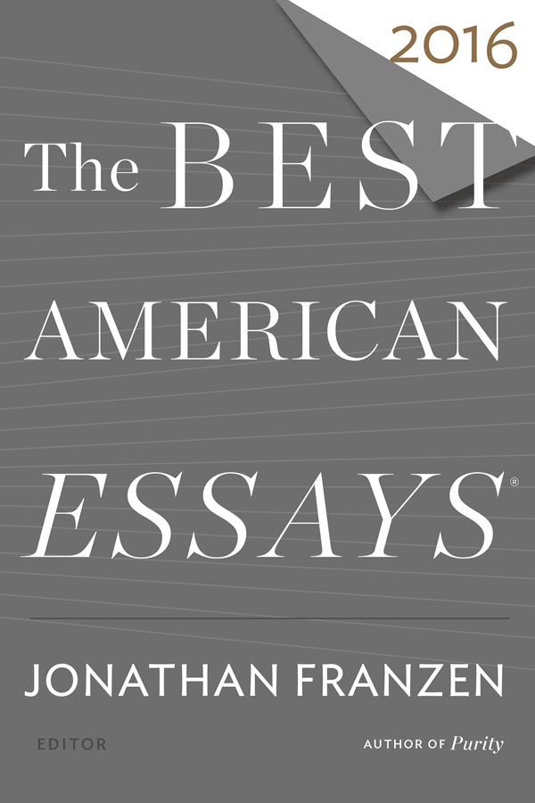 Gray and white cover of Best American Essays by Jonathan Franzen