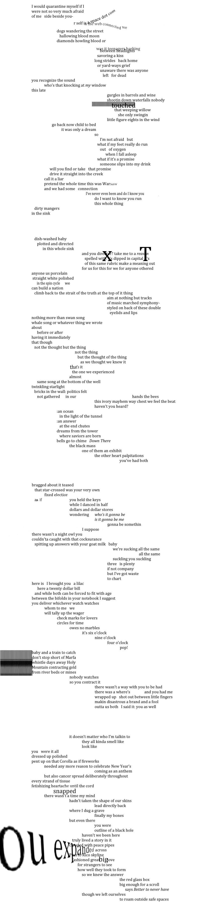 poetry with specially formatted text by Zach Linge