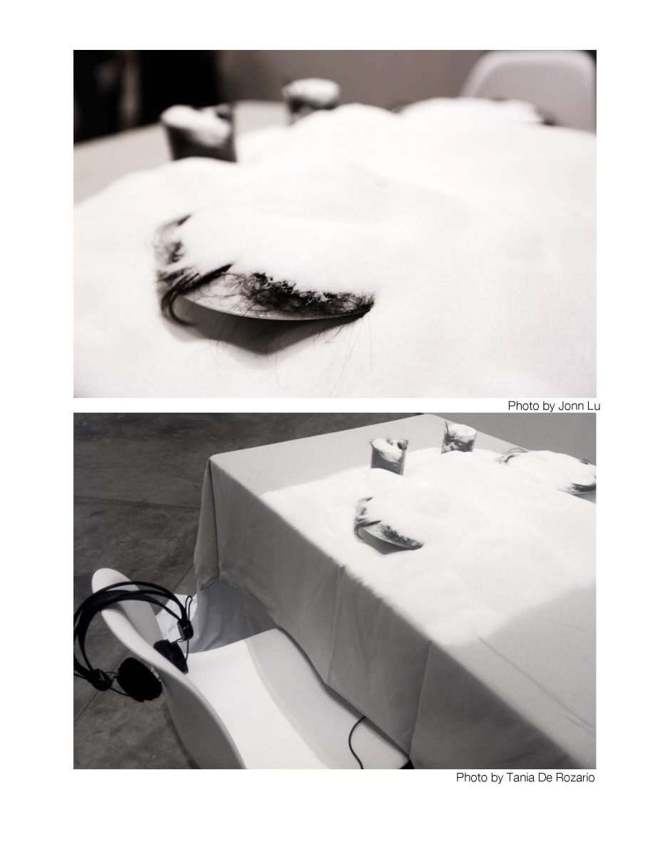 Black and white images of the salt covered table