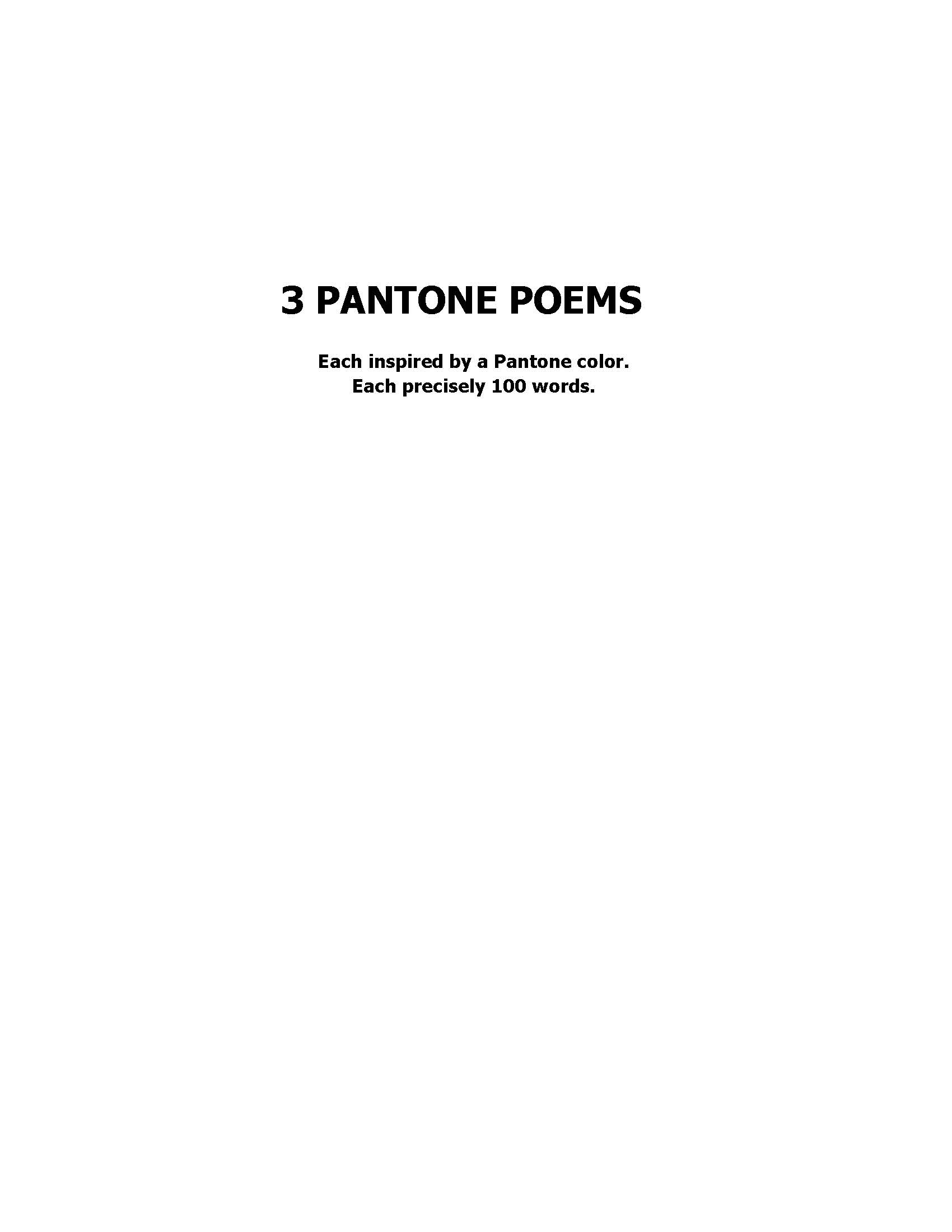 Image of 3 poems inspired by pantone colors by L Swartz