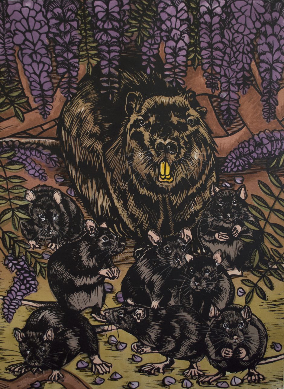 Artwork of beaver and mice by Daniella Napolitano
