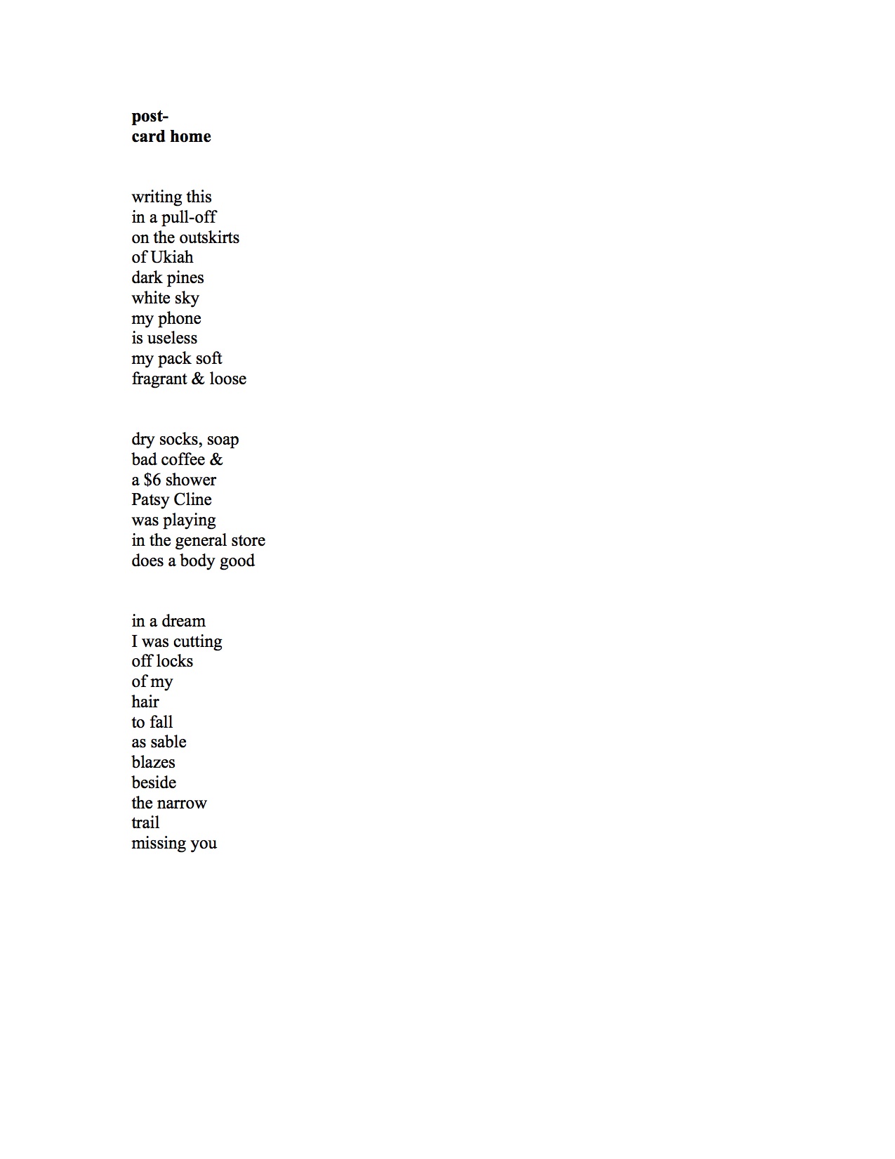 Formatted poem