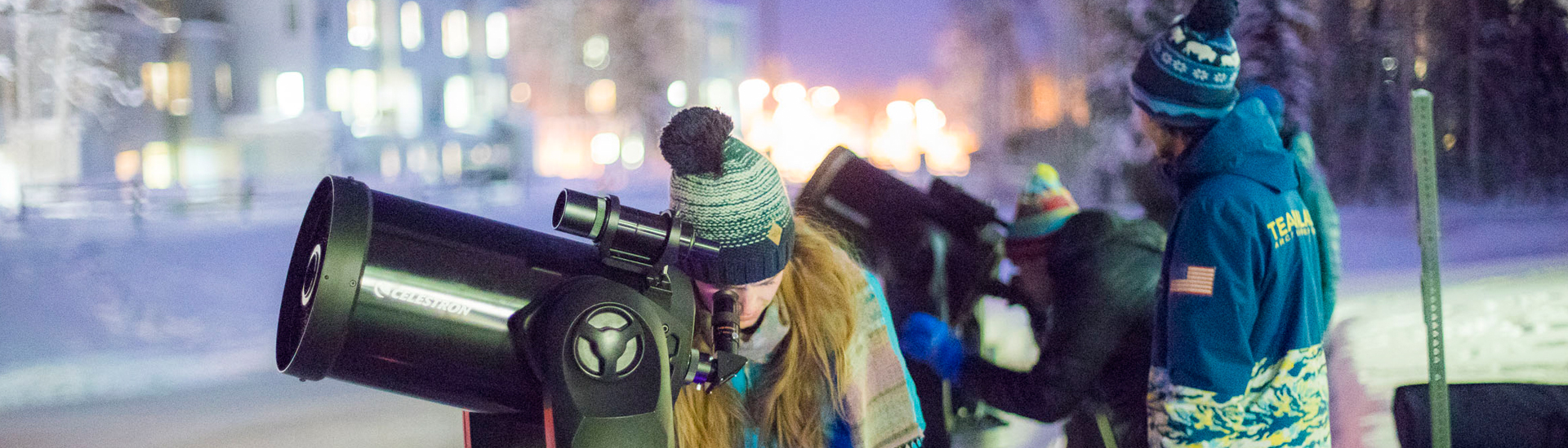 Students with telescopes