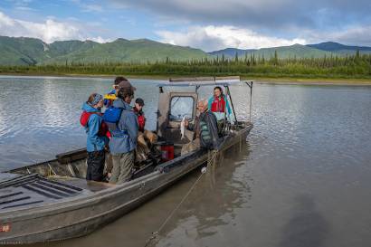 UAF students in the Climate Scholars Program on the Yukon River