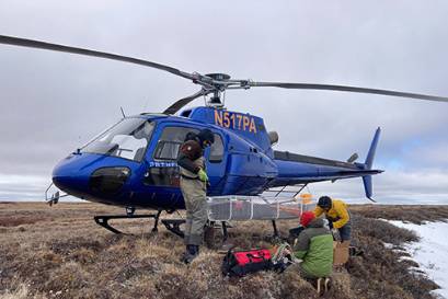 A research assistant professor at UAF collects field data for research on Arctic freshwater systems