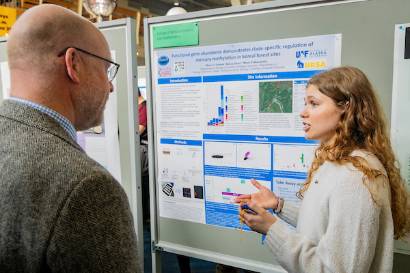 Student project poster presentation in the Wood Center