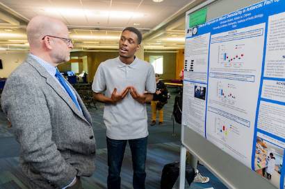 Student project poster presentation in the Wood Center