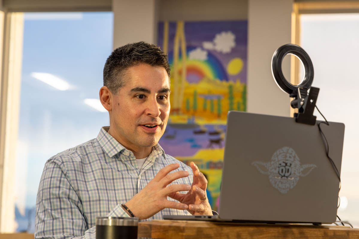 Person behind a computer