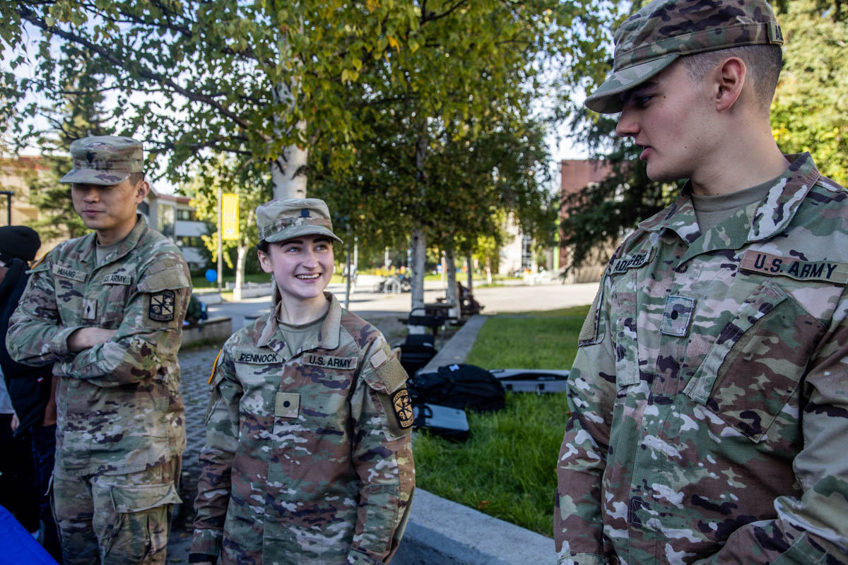 Student service members on campus
