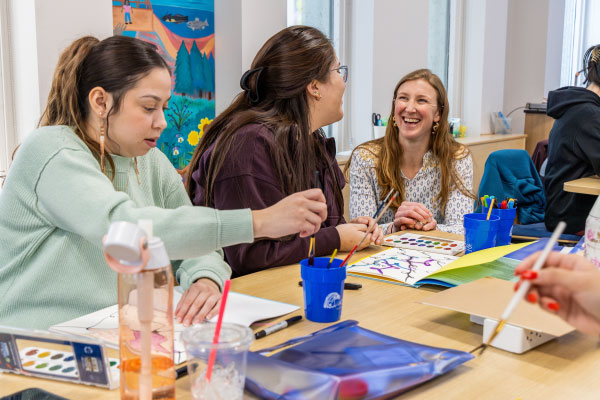 A UAF School of Education assistant professor instructs students in Social Emotional Learning art techniques