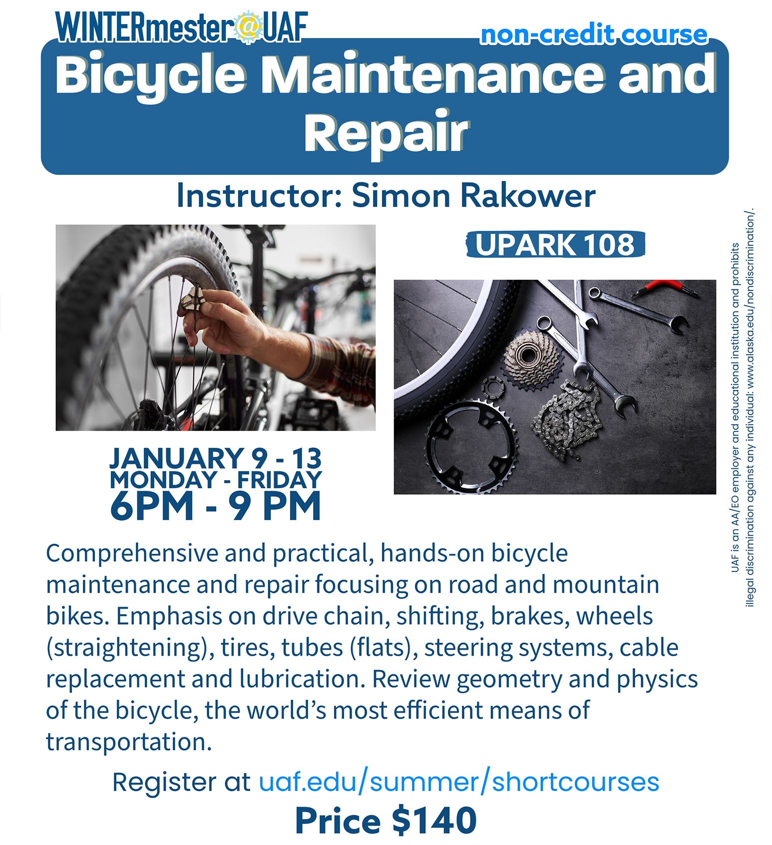 Bicycle Maintenance and Repair 2023 Winter course poster