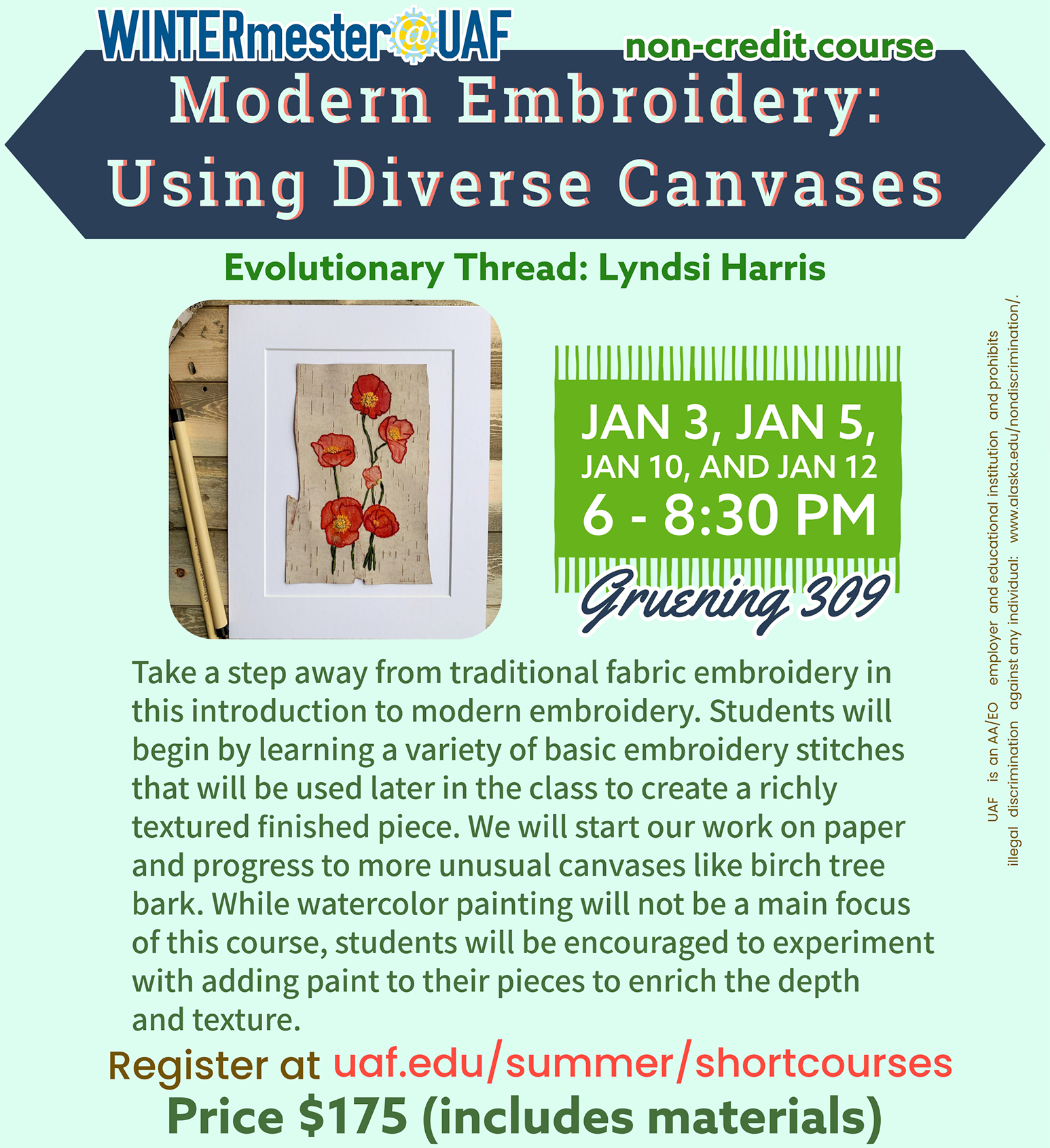 Modern Embroidery 2023 Winter course poster